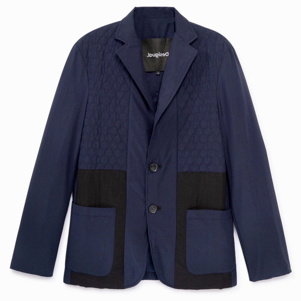 Desigual Navy and Black Patchwork Blazer